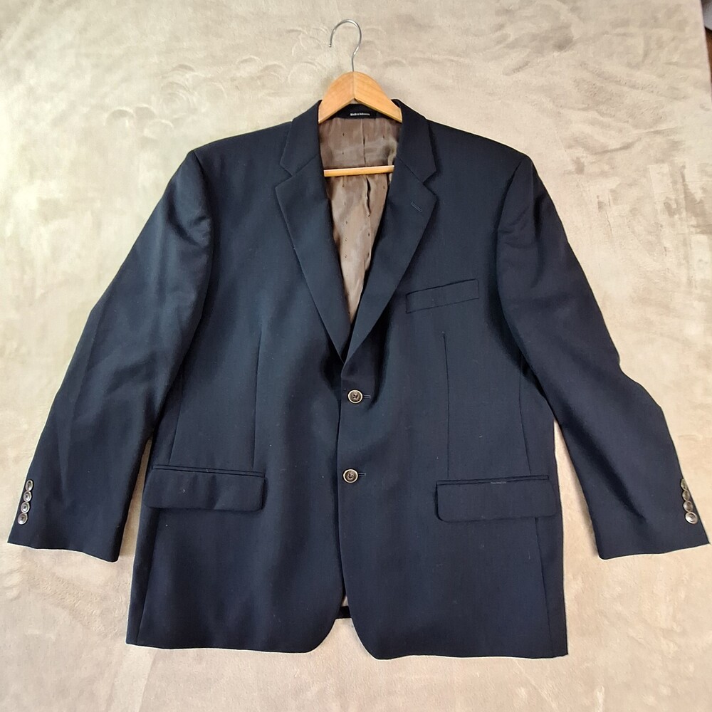 Joseph & Feiss Blazer Men's 46S Blue Wool Single Breasted Golden Buttons